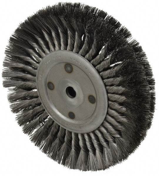 Anderson - 10" OD, 3/4" Arbor Hole, Knotted Steel Wheel Brush - 11/16" Face Width, 2-1/4" Trim Length, 0.014" Filament Diam, 4,500 RPM - Apex Tool & Supply