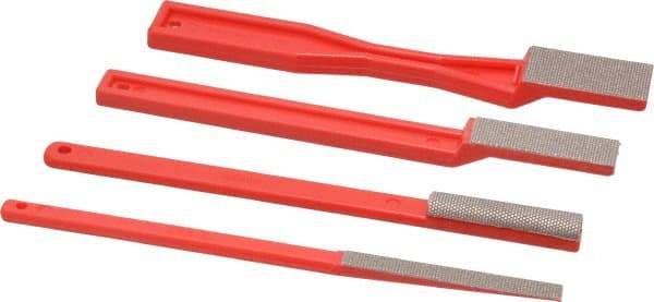 3M - 4 Piece Diamond Pattern File Set - 1-1/2" File Length, Set Includes Half Round - Apex Tool & Supply