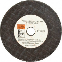 3M - 3" Aluminum Oxide Cutoff Wheel - 3/16" Thick, 3/8" Arbor, 20,375 Max RPM, Use with Die Grinders - Apex Tool & Supply