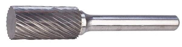 M.A. Ford - 3/16" Cut Diam, 1/4" Shank Diam, Cylinder Head Double Cut Burr - Carbide, Flat End, 5/8" LOC, 2" OAL - Apex Tool & Supply