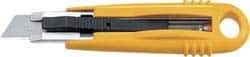 Olfa - Retractable Utility Knife - 2-7/8" Blade, Yellow Plastic/Stainless Steel Handle, 1 Blade Included - Apex Tool & Supply