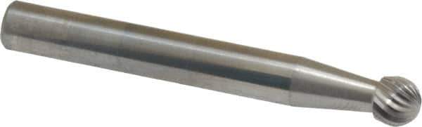 Atrax - 1/4" Cut Diam, 6mm Shank Diam, Ball Head Single Cut Burr - Carbide, Radius End, 1/4" LOC, 2" OAL - Apex Tool & Supply