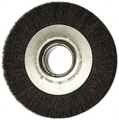 Anderson - 8" OD, 2" Arbor Hole, Crimped Steel Wheel Brush - 1-5/8" Face Width, 1-1/2" Trim Length, 0.006" Filament Diam, 4,500 RPM - Apex Tool & Supply