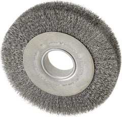 Anderson - 8" OD, 2" Arbor Hole, Crimped Steel Wheel Brush - 1-5/8" Face Width, 1-1/2" Trim Length, 0.0118" Filament Diam, 4,500 RPM - Apex Tool & Supply