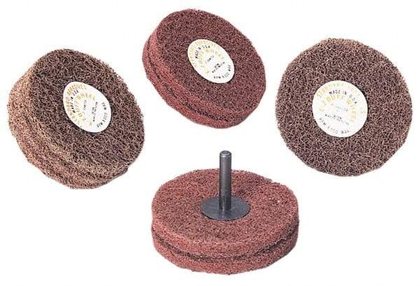 Standard Abrasives - 5" Diam x 2" Thick, Medium Mounted Scrubber Buffing Wheel - 2 Ply, Very Fine Grade, 1/4" Shank Diam, 4,000 RPM - Apex Tool & Supply