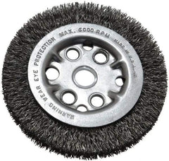 Anderson - 4-1/4" OD, 5/8" Arbor Hole, Crimped Steel Wheel Brush - 3/4" Face Width, 5/8" Trim Length, 0.014" Filament Diam, 6,000 RPM - Apex Tool & Supply