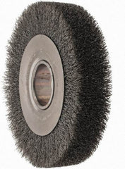 Anderson - 8" OD, 2" Arbor Hole, Crimped Steel Wheel Brush - 1-5/8" Face Width, 1-1/2" Trim Length, 0.01" Filament Diam, 4,500 RPM - Apex Tool & Supply