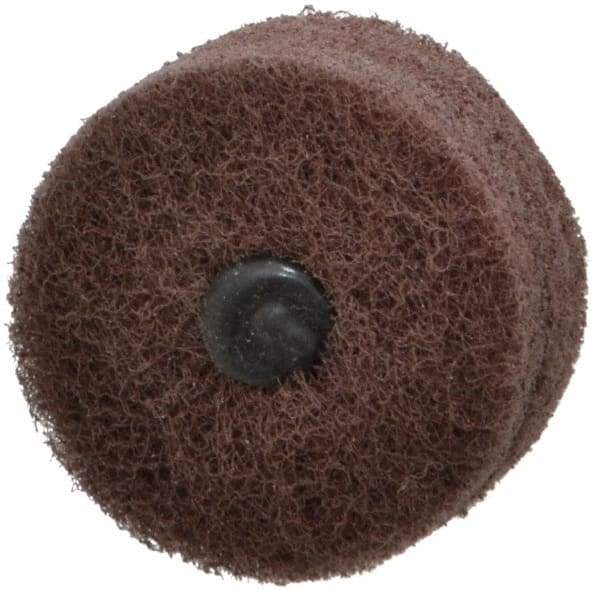 Standard Abrasives - 2" Diam, Medium Mounted Scrubber Buffing Wheel - 3 Ply, Very Fine Grade, 1/4" Shank Diam, 12,000 RPM - Apex Tool & Supply