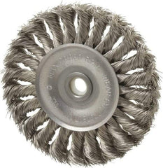 Anderson - 4" OD, 1/2" Arbor Hole, Knotted Stainless Steel Wheel Brush - 1/2" Face Width, 1" Trim Length, 0.014" Filament Diam, 20,000 RPM - Apex Tool & Supply