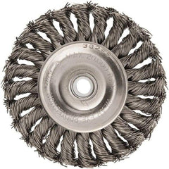 Anderson - 4" OD, 1/2" Arbor Hole, Knotted Stainless Steel Wheel Brush - 1/2" Face Width, 1" Trim Length, 0.02" Filament Diam, 20,000 RPM - Apex Tool & Supply
