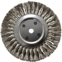 Anderson - 8" OD, 5/8" Arbor Hole, Knotted Stainless Steel Wheel Brush - 5/8" Face Width, 1-3/4" Trim Length, 0.012" Filament Diam, 6,000 RPM - Apex Tool & Supply