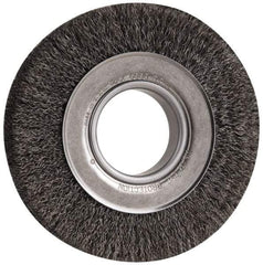 Anderson - 6" OD, 2" Arbor Hole, Crimped Steel Wheel Brush - 1" Face Width, 1-1/8" Trim Length, 0.0118" Filament Diam, 6,000 RPM - Apex Tool & Supply