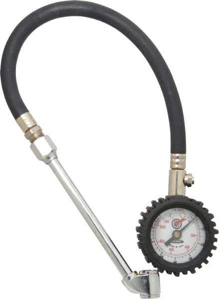 Acme - 0 to 160 psi Dial Dual Tire Pressure Gauge - Closed Check, 12' Hose Length - Apex Tool & Supply