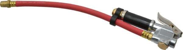 Acme - 90 Max psi Open Check Zinc Inflator Gauge - Straight Push On Chuck, 1/4 FPT, 10 to 90 psi Pressure Range - Apex Tool & Supply