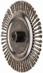 Anderson - 6-7/8" OD, 5/8-11 Arbor Hole, Knotted Stainless Steel Wheel Brush - 3/16" Face Width, 1-1/4" Trim Length, 0.02" Filament Diam, 9,000 RPM - Apex Tool & Supply
