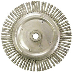 Anderson - 6-7/8" OD, 5/8-11 Arbor Hole, Knotted Stainless Steel Wheel Brush - 1/8" Face Width, 1-1/8" Trim Length, 0.02" Filament Diam, 9,000 RPM - Apex Tool & Supply