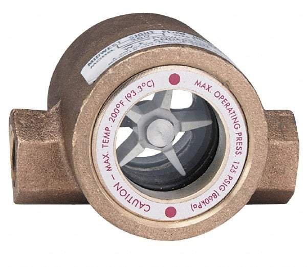 Dwyer - 2 Inch, Bronze Body Sight Flow Indicator - 125 Max psi, 5-1/2 Inch Overall Length, 200°F - Apex Tool & Supply