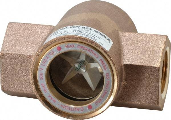 Dwyer - 1 Inch, Bronze Body Sight Flow Indicator - 125 Max psi, 4-3/8 Inch Overall Length, 200°F - Apex Tool & Supply
