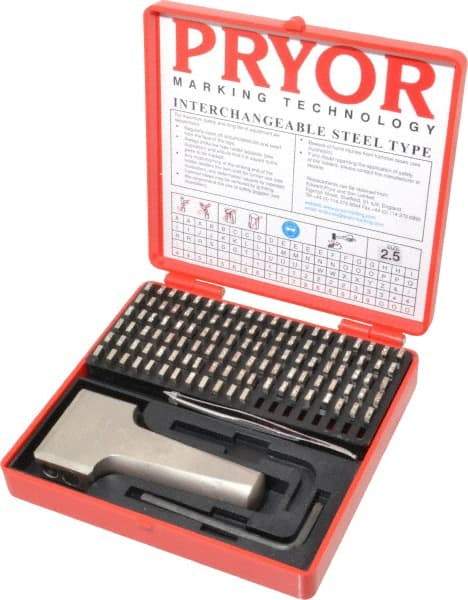 Pryor - 112 Piece, 3/32 Inch Character, Hardened Steel Type Set - 12 Character Capacity - Apex Tool & Supply