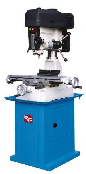 Rong Fu - 1 Phase, 16-3/8" Swing, Step Pulley Mill Drill Machine - 28-1/2" Table Length x 8-1/4" Table Width, 18-1/8" Longitudinal Travel, 6-1/4" Cross Travel, 12 Spindle Speeds, 1 hp, 115/230 Volts - Apex Tool & Supply