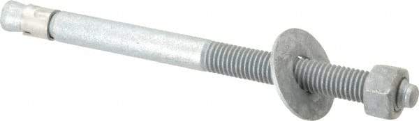 Value Collection - 5/8" Diam, 5/8" Drill, 8-1/2" OAL, 1-1/2" Min Embedment Wedge Expansion Concrete Anchor - Grade 5 Steel, Galvanized Finish, Hex Nut Head, Hex Drive, 4" Thread Length - Apex Tool & Supply
