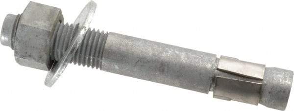 Made in USA - 1-1/4" Diam, 1-1/4" Drill, 9" OAL, Wedge Expansion Concrete Anchor - Grade 5 Steel, Galvanized Finish, Hex Nut Head, Hex Drive, 3-1/4" Thread Length - Apex Tool & Supply