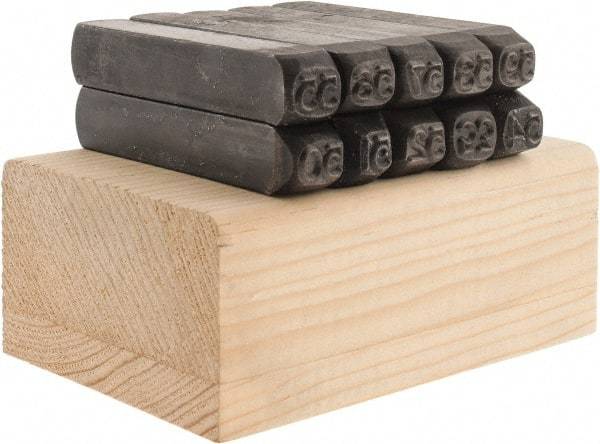 Made in USA - 10 Piece, 1/4" Character Steel Stamp Set - Double Digit Figures, Double Digits - Apex Tool & Supply