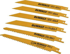 DeWALT - 6 Piece, Bi-Metal Reciprocating Saw Blade Set - Straight and Tapered Profile, 6 to 10 Teeth per Inch, Angled Tip - Apex Tool & Supply