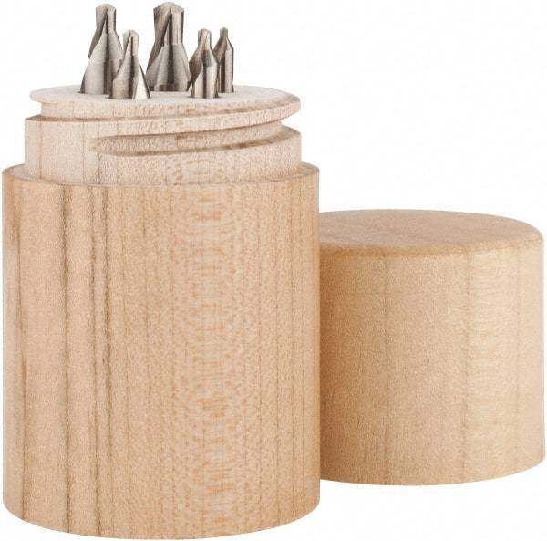 Keo - 5 Piece, #1 to 5, Plain Edge, High Speed Steel Combo Drill & Countersink Set - 60° Incl Angle, Double End - Apex Tool & Supply