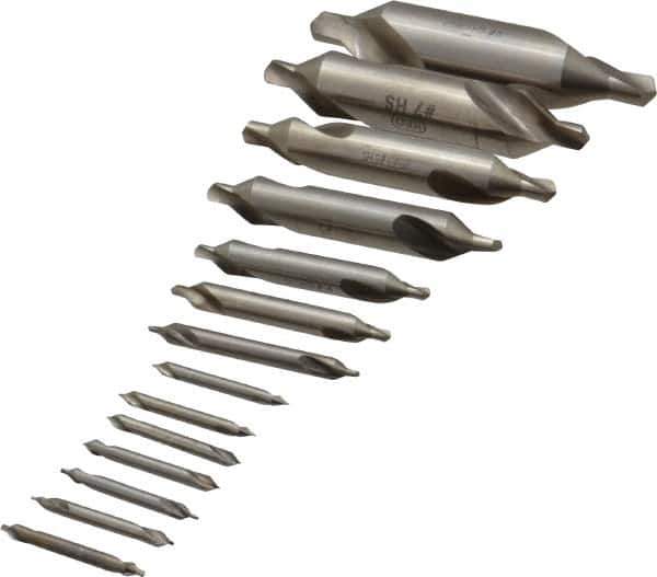 Keo - 14 Piece, #5/0 to 8, Plain Edge, High Speed Steel Combo Drill & Countersink Set - 60° Incl Angle - Apex Tool & Supply