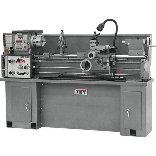 Jet - 13" Swing, 120" Between Centers, 230 Volt, Single Phase Bench Lathe - 5MT Taper, 2 hp, 70 to 1,600 RPM, 1-3/8" Bore Diam - Apex Tool & Supply