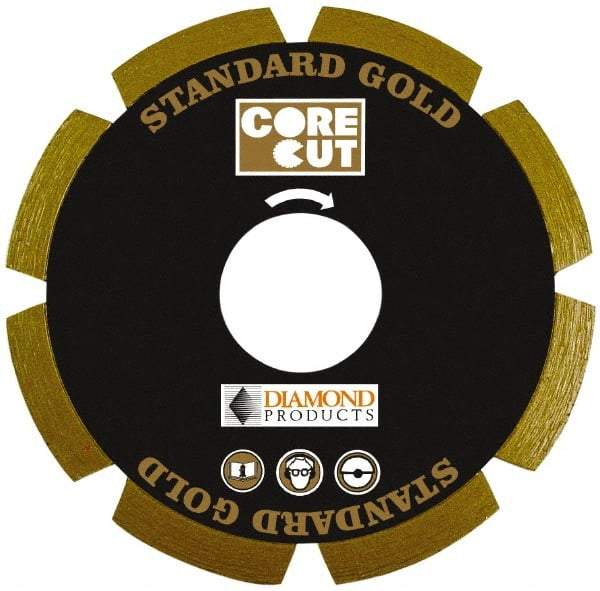 Core Cut - 8" Diam, 20mm Arbor Hole Diam, Wet & Dry Cut Saw Blade - Diamond-Tipped, Standard Round Arbor - Apex Tool & Supply