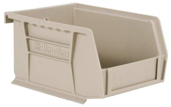 Akro-Mils - 10 Lb. Load Capacity, 7-3/8" Deep, Gray Polymer Hopper Stacking Bin - 3" High x 4-1/8" Wide x 7-3/8" Long - Apex Tool & Supply
