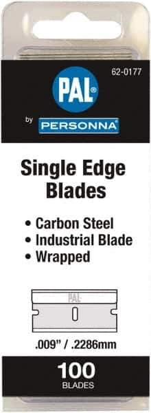 Personna - 100 Piece Steel Single Edge Blade - 1-1/2" OAL, 0.009" Blade Thickness - Apex Tool & Supply