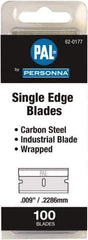 Personna - 100 Piece Steel Single Edge Blade - 1-1/2" OAL, 0.009" Blade Thickness - Apex Tool & Supply