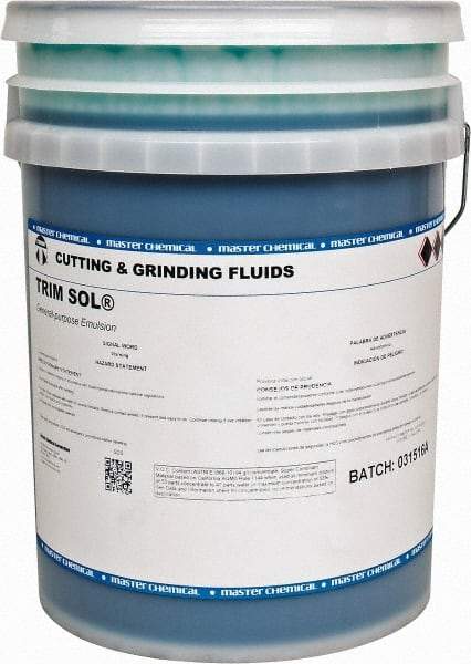 Master Fluid Solutions - Trim SOL, 5 Gal Pail Cutting & Grinding Fluid - Water Soluble, For Grinding, Turning - Apex Tool & Supply