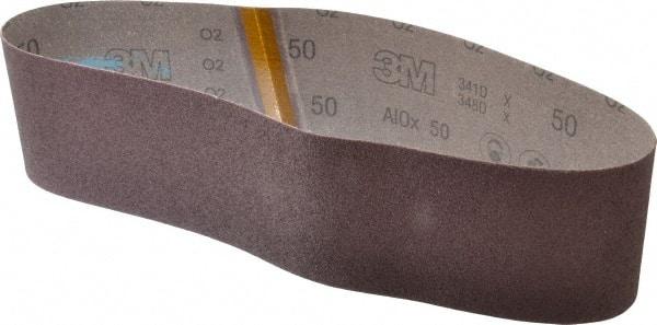 3M - 4" Wide x 36" OAL, 50 Grit, Aluminum Oxide Abrasive Belt - Aluminum Oxide, Coarse, Coated, X Weighted Cloth Backing, Series 341D - Apex Tool & Supply