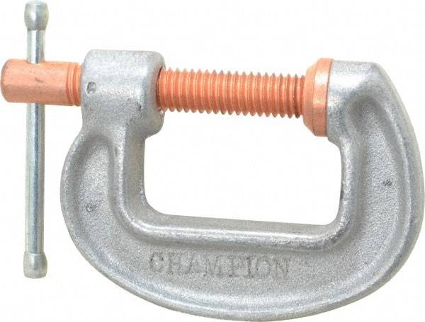 Made in USA - Light-Duty 1-1/2" Max Opening, 1-1/4" Throat Depth, Aluminum Alloy Standard C-Clamp - 850 Lb Capacity, 0" Min Opening, Standard Throat Depth - Apex Tool & Supply