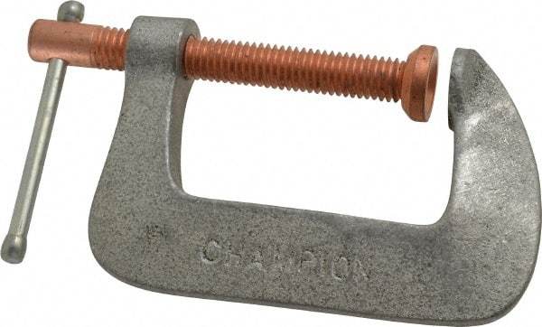Made in USA - Light-Duty 2-1/4" Max Opening, 1-3/4" Throat Depth, Aluminum Alloy Standard C-Clamp - 875 Lb Capacity, 0" Min Opening, Standard Throat Depth - Apex Tool & Supply