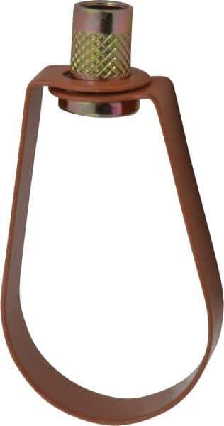 Empire - 1-1/2" Pipe, 3/8" Rod, Carbon Steel Emlok Swivel Ring Hanger - Copper Plated, 600 Lb Capacity - Apex Tool & Supply