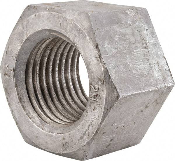 Value Collection - 2-1/2 - 4 UNC Steel Right Hand Heavy Hex Nut - 3-7/8" Across Flats, 2-29/64" High, Hot Dipped Galvanized Finish - Apex Tool & Supply