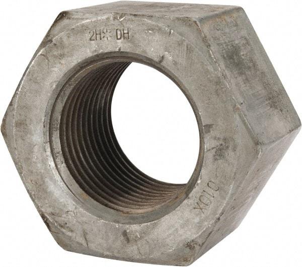 Value Collection - 3-4 UNC Steel Right Hand Heavy Hex Nut - 4-5/8" Across Flats, 2-61/64" High, Hot Dipped Galvanized Finish - Apex Tool & Supply