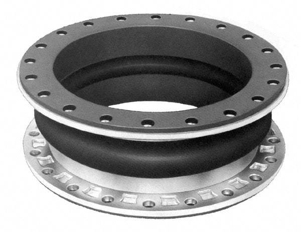Mercer Rubber - 2" Pipe, Natural Rubber Single Arch Pipe Expansion Joint - 6" Long, 3/4" Extension, 1-3/4" Compression, 220 Max psi, Flanged - Apex Tool & Supply