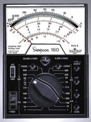Simpson Electric - 12271, 1,000 VAC/VDC, Analog Manual Ranging Multimeter - 30 mOhm, Measures Voltage, Current, Resistance - Apex Tool & Supply