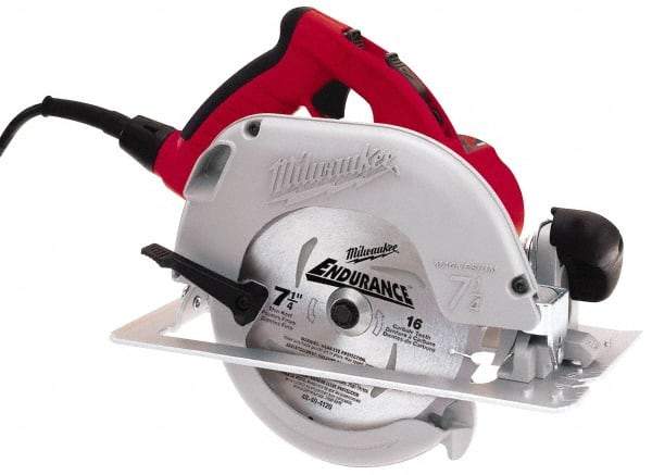 Milwaukee Tool - 15 Amps, 7-1/4" Blade Diam, 5,800 RPM, Electric Circular Saw - 120 Volts, 3 hp, 10' Cord Length, 5/8" Arbor Hole, Right Blade - Apex Tool & Supply