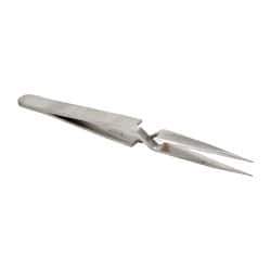 Value Collection - 4-1/2" OAL N0 Reverse Action Tweezers - Flat Tip - Apex Tool & Supply