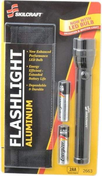 Ability One - Xenon Bulb, Industrial/Tactical Flashlight - Black Aluminum Body, 2 AA Batteries Included - Apex Tool & Supply