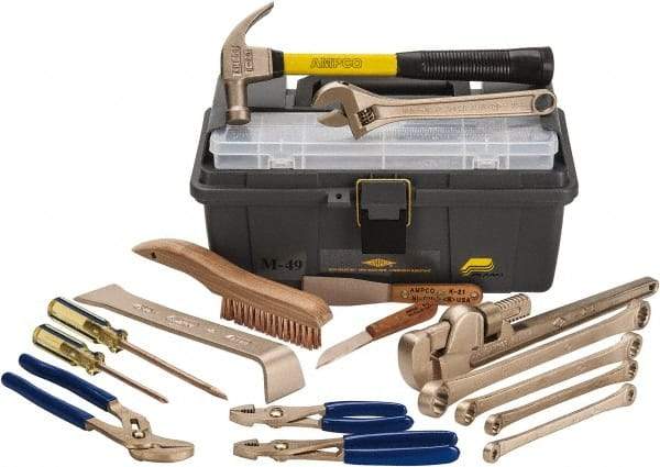 Ampco - 16 Piece Nonsparking Tool Set - Comes in Tool Box - Apex Tool & Supply
