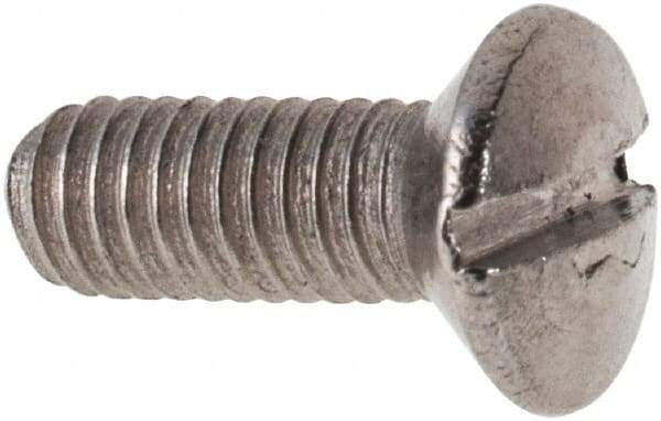 Value Collection - M3x0.50 Metric Coarse, 8mm OAL Slotted Drive Machine Screw - Oval Head, Grade 316 & A4 Stainless Steel, Uncoated, Without Washer - Apex Tool & Supply