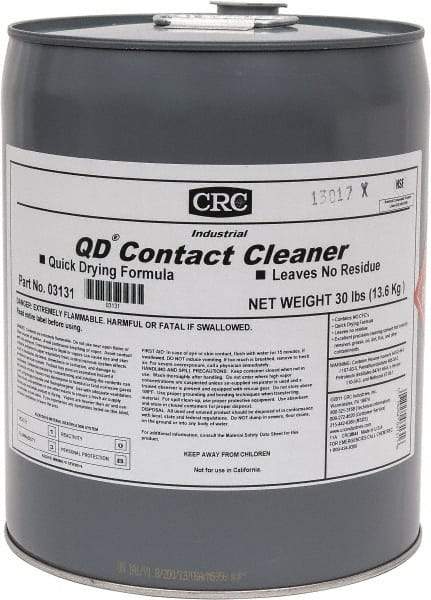 CRC - 5 Gallon Pail Contact Cleaner - 0°F Flash Point, 22,600 Volt Dielectric Strength, Flammable, Food Grade, Plastic Safe - Apex Tool & Supply